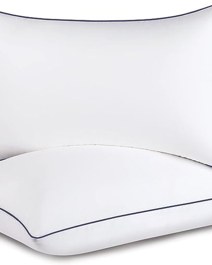 Bed Pillows for Sleeping-2 Pack Queen Size Set of 2 Cooling Pillow for Side Back and Stomach Sleepers, Down Alternative Filling Luxury Soft Quality with Premium Plush (White) - LeafyLoom