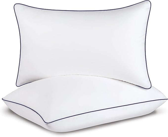 Bed Pillows for Sleeping-2 Pack Queen Size Set of 2 Cooling Pillow for Side Back and Stomach Sleepers, Down Alternative Filling Luxury Soft Quality with Premium Plush (White) - LeafyLoom