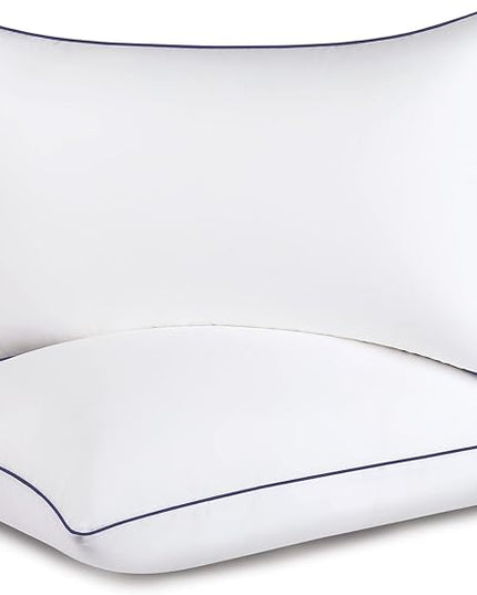 Bed Pillows for Sleeping-2 Pack StandardSize Set of 2 Cooling Pillow for Side Back and Stomach Sleepers， Down Alternative Filling Luxury Soft Quality with Premium Plush pillows (Standard, White) - LeafyLoom