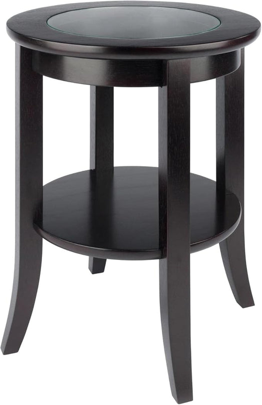 Winsome Genoa Rectangular Coffee Table with Glass Top and Shelf & Wood Genoa Occasional Table, Espresso - LeafyLoom