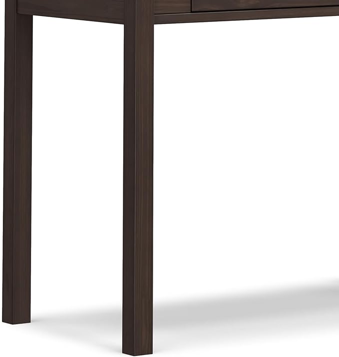 SIMPLIHOME Hollander SOLID WOOD Contemporary 38 inch Wide Small Desk in Warm Walnut Brown for The Office Desk, Writing Table, Workstation and Study Table - LeafyLoom