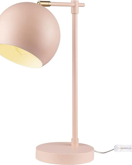 Globe Electric 52285 Hannah 18" Desk Lamp, Matte Pink, Brass Pivot Joint, in-Line On/Off Rotary Switch - LeafyLoom