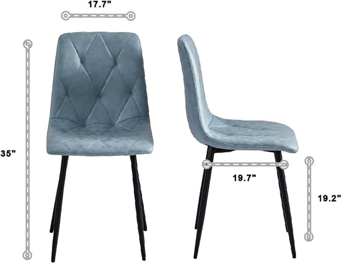 4 Set of Dining Chairs, Metal Frame Dining Chair for Kitchen Room,Technology Cloth Seat Chair for Living Room, Bedroom(Light Blue) - LeafyLoom