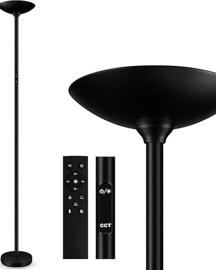 BoostArea Dimmable Floor Lamp,30W 3000LM Super Bright LED Torchiere Standing Lamp with Remote & Touch Control,71 in Tall Pole Sky Modern Floor Lamps for Living Room Bedroom Office,2700k-6500k,Black - LeafyLoom