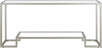 Henn&Hart 64" Wide Rectangular Console Table in Satin Nickel, Entryway Table, Accent Table for Living Room, Hallway - LeafyLoom