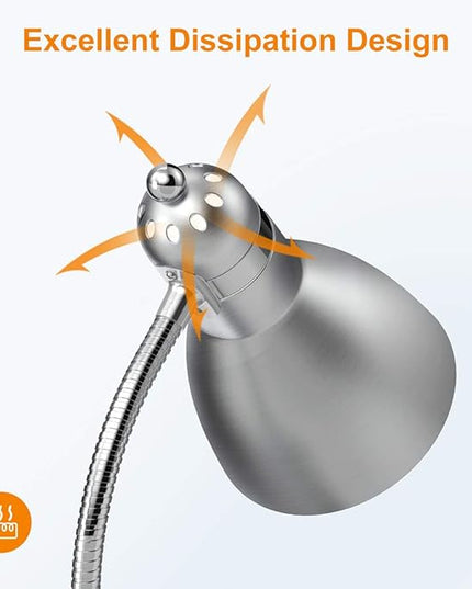 LEPOWER Floor Lamp, Metal Standing Lamp with Adjustable Gooseneck, Heavy Metal Base, Reading Pole Lamp for Office, Silver Floor Lamps for Bedroom, Living Room - LeafyLoom