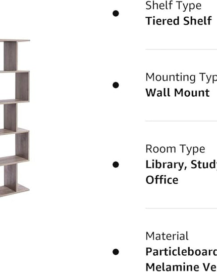 VASAGLE Wooden Bookcase, Display Shelf and Room Divider, Freestanding Decorative Storage Shelving, 5-Tier Bookshelf, Greige ULBC062M01 9.4D x 27.6W x 62.6H in - LeafyLoom
