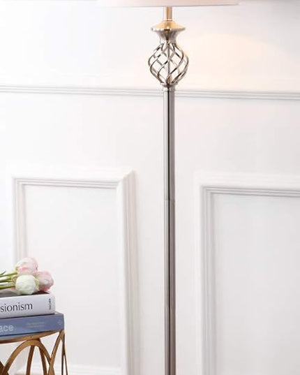 SAFAVIEH Lighting Collection Sophia Farmhouse Nickel 60-inch Living Room Bedroom Home Office Standing Floor Lamp (LED Bulb Included) - LeafyLoom