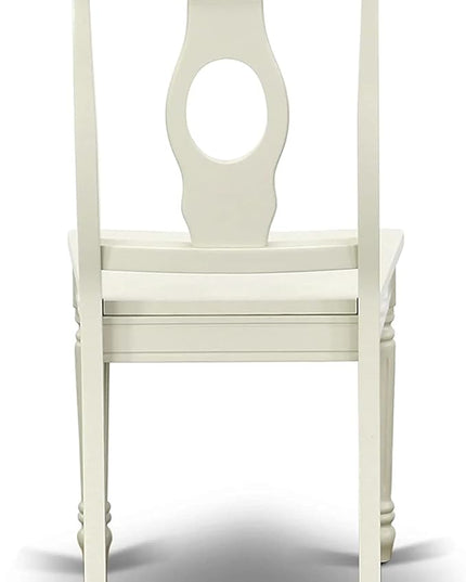 East West Furniture KEC-LWH-W Kenley Dinette Chairs - Napoleon Back Solid Wood Seat Kitchen Chairs, Set of 2, Linen White - LeafyLoom