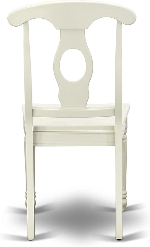 East West Furniture KEC-LWH-W Kenley Dinette Chairs - Napoleon Back Solid Wood Seat Kitchen Chairs, Set of 2, Linen White - LeafyLoom