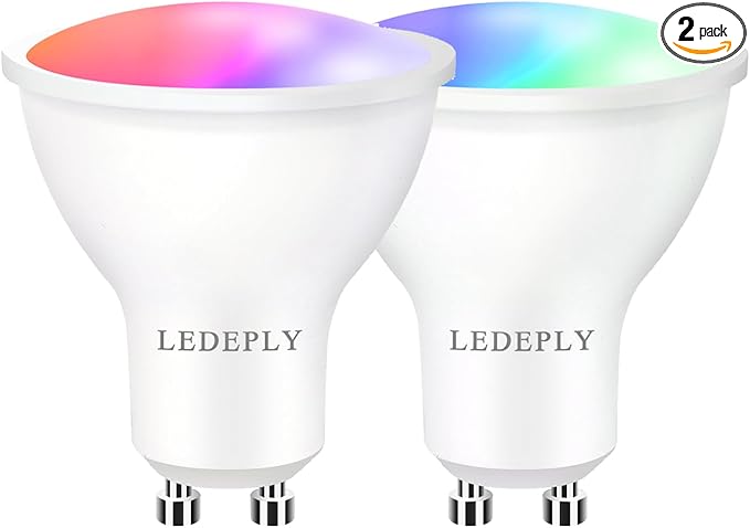 WiFi GU10 LED Smart Spot Light Bulb, 5W=40W, Compatible with Alexa Google Home, Dimmable, Tunable White(2700k-6500k), Smart LED Bulb Remote Control, No Flickering, 2 Pack LEDEPLY