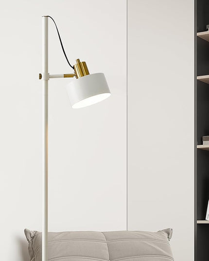 OYEARS Floor Lamp for Living Room Bright Lighting Tall Modern Industrial Vintage Standing Corner Lamps LED Metal Light Office Bedroom Study Gold Black White Matte Accent (1-Light, White) - LeafyLoom