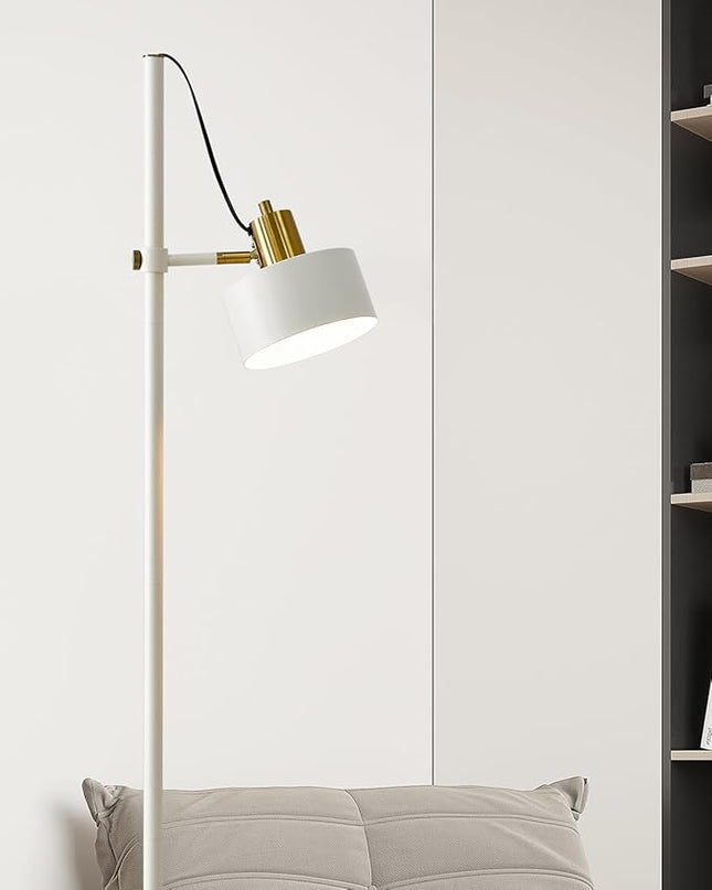 OYEARS Floor Lamp for Living Room Bright Lighting Tall Modern Industrial Vintage Standing Corner Lamps LED Metal Light Office Bedroom Study Gold Black White Matte Accent (1-Light, White) - LeafyLoom