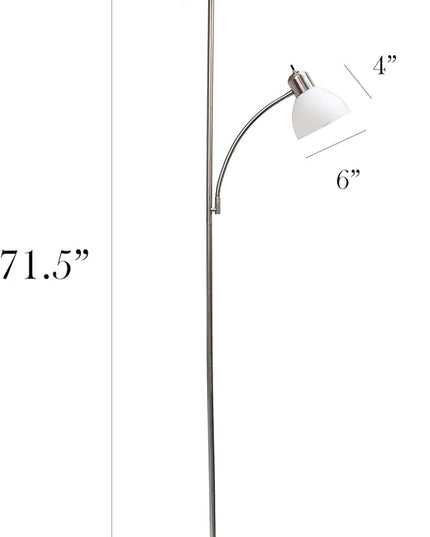 Simple Designs LF2000-BSN Mother-Daughter Floor Lamp with Reading Light, Brushed Nickel - LeafyLoom