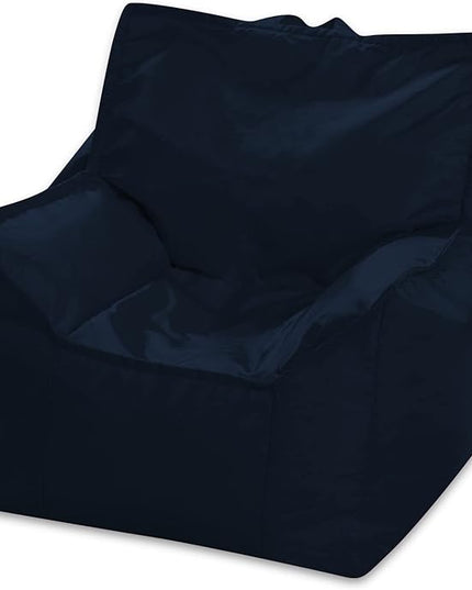 Posh Creations Structured Comfy Bean Bag Chair for Gaming, Reading, and Watching TV, Newport Chair, Microsuede - Navy Blue - LeafyLoom