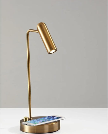 Adesso 3162-21 Kaye LED Desk Lamp Wireless Charging, 7W LED, 5W QI, USB Port, Indoor Lighting Lamps - LeafyLoom
