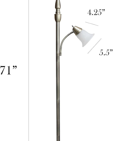 Elegant Designs LF2003-ABS 2 Light Mother Daughter White Marble Glass Floor Lamp, Antique Brass - LeafyLoom