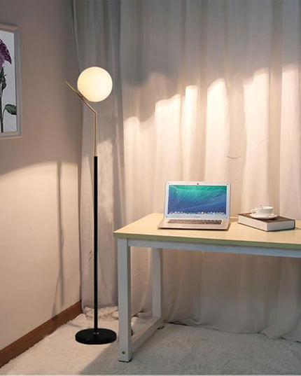 Hsyile Lighting KU300207 Modern Creative White Glass Ball Floor Lamp for Living Room,Bedroom,Office,Hotel,1 Light - LeafyLoom