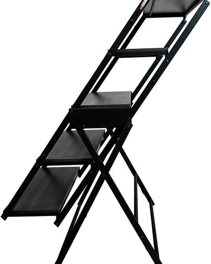 Origami Modern 2 in 1 Shelf to Table Style, Organizer Deco Rack Magically Turn to a Table/Desk in a Second, Fully Assembled, Patent Pending, Black(STT-BLKBLK) - LeafyLoom