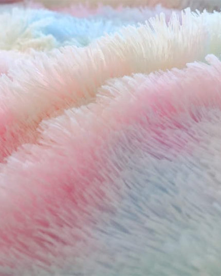Faux Fur Kids Girls Sunshine Rainbow Comforter Sets King - 3PC Bed Set Warm Comfortable Soft Plush Flannel Velvet Fluffy Fuzzy Bedding（Comforter x 1 Pillowcases x 2） - LeafyLoom