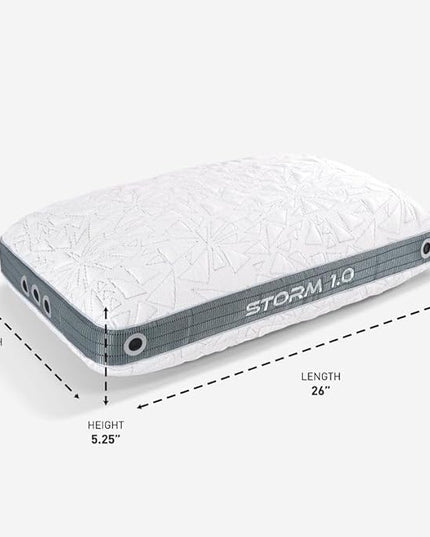Bedgear Storm Performance Pillow - Size 1.0 - Cooling Bed Pillow for Hot Sleepers - Medium Firmness Pillow for All Sleep Positions, Hypoallergenic, Washable & Removable Cover - 20" W x 26" L x 5.25" H - LeafyLoom