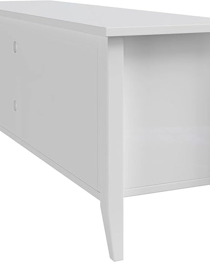 Lavish Home TV Stand-55-inch Storage Cabinet with 2 Cubbies and 2 Shelves-Entertainment Center for Living Room, Bedroom, or Entryway, 55", White - LeafyLoom