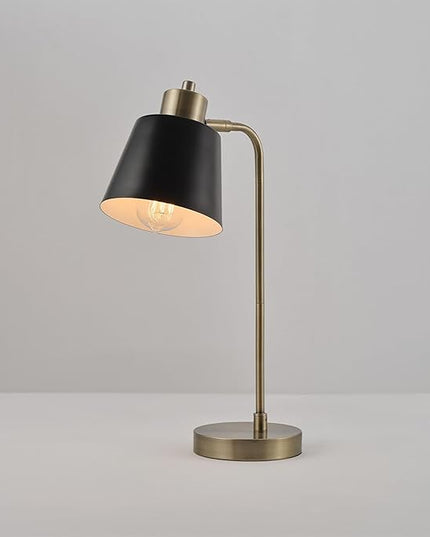 Globe Electric 61000055 18" Desk Lamp, Matte Brass Finish, Matte Black Metal Shade, Pivot Joint, On/Off Rotary Switch on Shade, E26 Base Bulb, Lamp for Living Room, Home Office - LeafyLoom