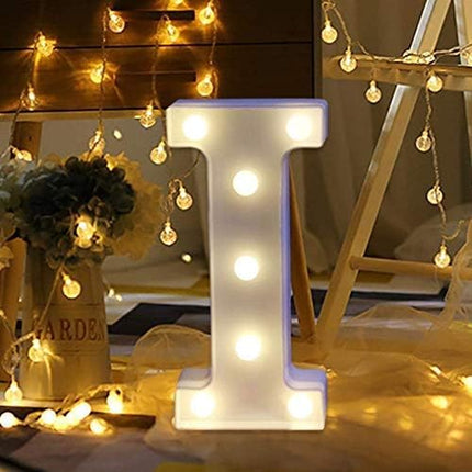 LED Letter Lights Sign I Light Up Letters Sign for Night Light Wedding Birthday Party Battery Powered Christmas Lamp Home Bar Decoration (I) - LeafyLoom