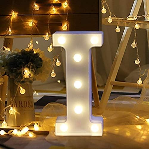 LED Letter Lights Sign I Light Up Letters Sign for Night Light Wedding Birthday Party Battery Powered Christmas Lamp Home Bar Decoration (I) - LeafyLoom