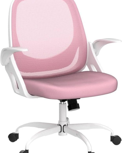 Home Office Chair Work Desk Chair Comfort Ergonomic Swivel Computer Chair, Breathable Mesh Desk Chair, Lumbar Support Task Chair with Wheels and Flip-up Arms and Adjustable Height - LeafyLoom