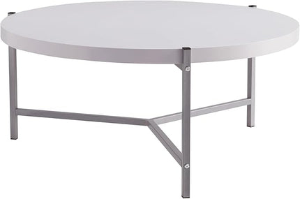 NicBex Coffee Table Wooden Coffee Table with Storage Round Center Tables with Metal Legs Dining Table for Living Room, Dining Room, Office, and Bedroom,36.5" W, White - LeafyLoom
