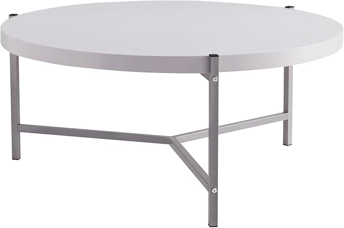 NicBex Coffee Table Wooden Coffee Table with Storage Round Center Tables with Metal Legs Dining Table for Living Room, Dining Room, Office, and Bedroom,36.5" W, White - LeafyLoom