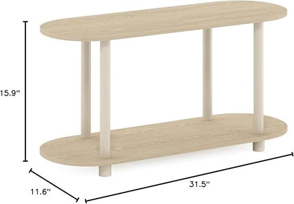 Furinno Turn-N-Tube No Tools Modern Oval Side Table, Bauhaus Oak/Beige - LeafyLoom