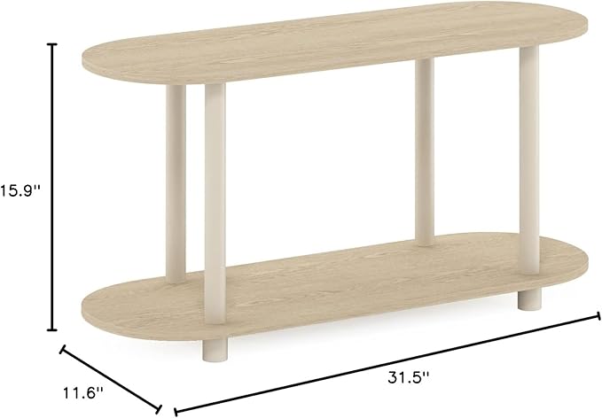 Furinno Turn-N-Tube No Tools Modern Oval Side Table, Bauhaus Oak/Beige - LeafyLoom