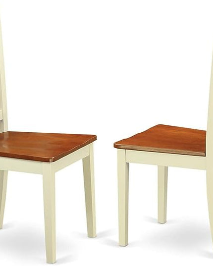 East West Furniture DLNI3-BMK-W 3 Piece Room Furniture Set Contains a Round Kitchen Table with Dropleaf and 2 Dining Chairs, 42x42 Inch - LeafyLoom
