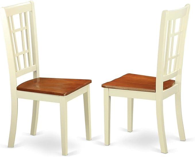 East West Furniture DLNI3-BMK-W 3 Piece Room Furniture Set Contains a Round Kitchen Table with Dropleaf and 2 Dining Chairs, 42x42 Inch - LeafyLoom
