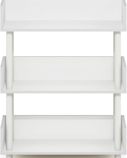 Furinno Turn-N-Tube 3-Tier Freestanding Multipurposes Display Rack, Bookshelf, White/White - LeafyLoom