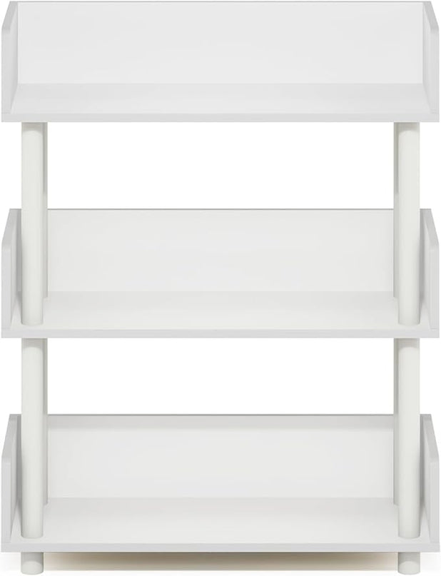 Furinno Turn-N-Tube 3-Tier Freestanding Multipurposes Display Rack, Bookshelf, White/White - LeafyLoom