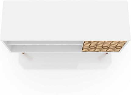 Manhattan Comfort Liberty Mid Century Modern TV Stand for Televisions up to 46 Inches, Bedroom and Living Room Entertainment Center with Storage, Shelves, and Cabinet, 43" Wide, White/3D Brown - LeafyLoom