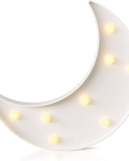 White Moon Decor Bedroom, Battery Powered Moon Night Light for Kids, Kids Room Decor, Baby Room Decor, Nursery Wall Decor, Kids Night Lights for Bedroom, Toddler Night Lights, Baby Night Light - LeafyLoom