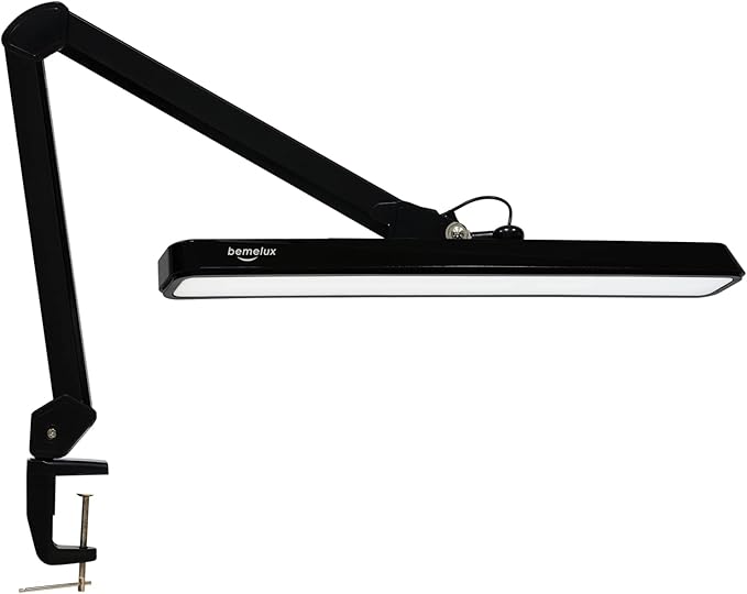 LED Architect Desk Lamp, 2500 Lumens, Dimmable, Metal Swing Arm, 5 Color Temperatures, 30W, Ideal for Task Work, Drafting, Reading, Clamp-on Office Table Lamp with 324 Bright LEDs(Black) - LeafyLoom
