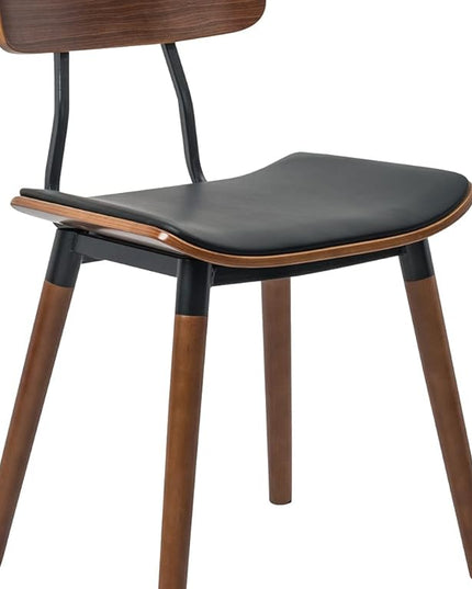 IDS Home Bentwood Modern Dining Chair with PU leather seat and Wooden legs – Kitchen, desk, lounge chair- Set of 2 (SET of 2) - LeafyLoom