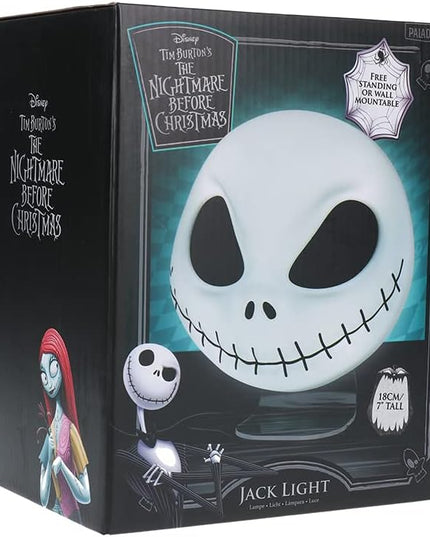 Paladone Nightmare Before Christmas Jack Mask Light and Halloween Decoration - Wall-mounted or Free-Standing, USB Cable Included - 18Cm Shaped Jack Skellington Lighting - LeafyLoom