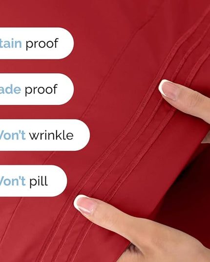 Split King Size 5 Piece Sheet Set - Comfy Breathable & Cooling Sheets - Hotel Luxury Bed Sheets for Women & Men - Deep Pockets, Easy-Fit, Extra Soft & Wrinkle Free Sheets - Red Oeko-Tex Bed Sheet Set - LeafyLoom