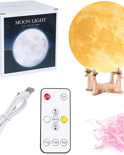 Custom Moon Lamp with Your Photo Text - 3D Printing Moon Light 5.9 Inch Touch Change 2 Colors - Personalized Christmas Birthday Valentine's Gift For Her Women Wife Girlfriend Couple Daughter Son - LeafyLoom