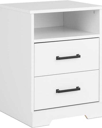 Prepac 2 Drawer Nightstand, 16.25in x 18.75in x 24.5in, Rustic White - LeafyLoom