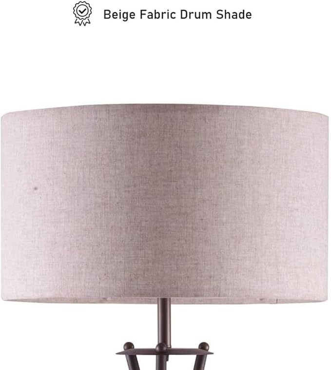 NicBex Floor Lamp,Modern Home Decor Crossed Tripod Floor Lamp with Beige Fabric Drum Shade,Standing Lamp Tall Lamp,Floor Lamps for Living Room,Bedroom and Office,Reading Light,Easy Assembly,Bronze - LeafyLoom