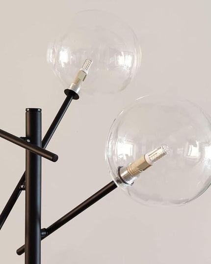 Sputnik Chandelier Floor Lamp for Bedroom,4-Lights Clear Glass Shade Floor Light for Living Room,Black - LeafyLoom