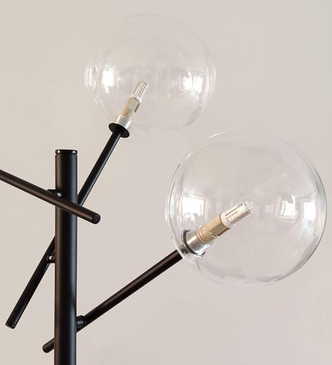 Sputnik Chandelier Floor Lamp for Bedroom,4-Lights Clear Glass Shade Floor Light for Living Room,Black - LeafyLoom