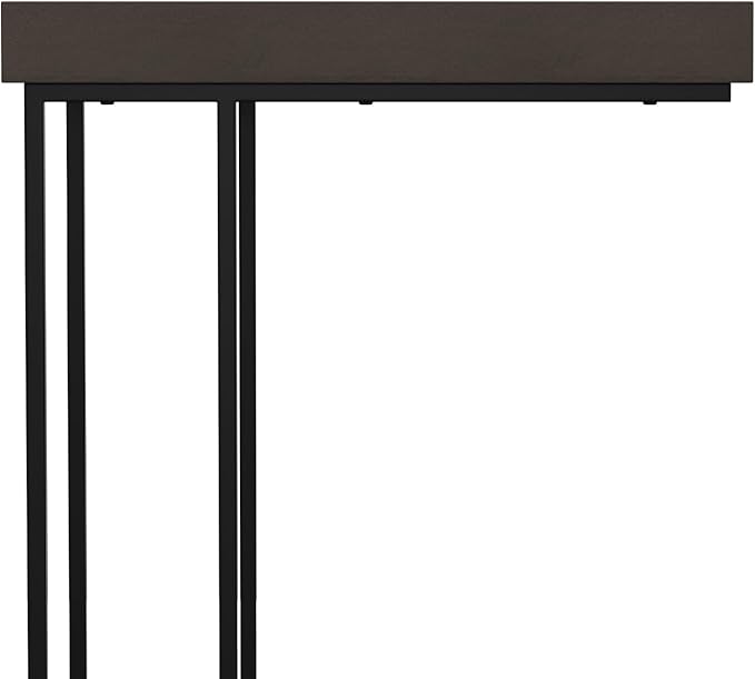 SIMPLIHOME Gallagher SOLID MANGO WOOD and Metal Wide Rectangle Industrial C Side Table Fully Assembled for The Living Room and Bedroom, 12 inch, Walnut Brown - LeafyLoom